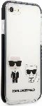 Apple iPhone 8 Kılıf Karl Lagerfeld Kenarları Siyah Silikon K&C Dizayn Kapak - Beyaz