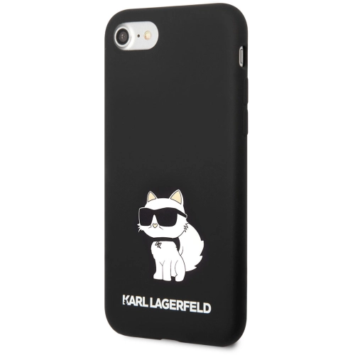 Apple iPhone 8 Kılıf Karl Lagerfeld Silikon Choupette Dizayn Kapak - Siyah