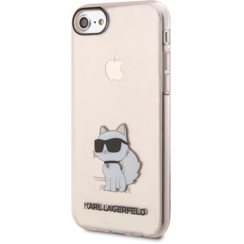 Apple iPhone 8 Kılıf Karl Lagerfeld Transparan Choupette Dizayn Kapak - Pembe