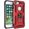 Apple iPhone 8 Kılıf Silikon Zırhlı Standlı Yüzüklü Mıknatıslı Tank Kapak - Kırmızı
