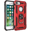 Apple iPhone 8 Kılıf Silikon Zırhlı Standlı Yüzüklü Mıknatıslı Tank Kapak - Kırmızı