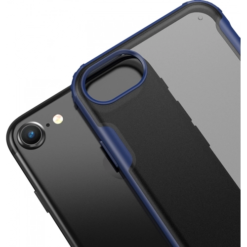 Apple iPhone 8 Kılıf Volks Serisi Kenarları Silikon Arkası Şeffaf Sert Kapak - Kırmızı