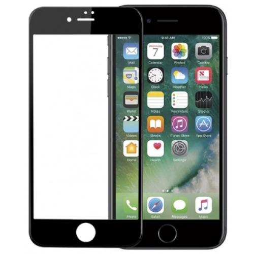 Apple iPhone 8 Plus Kırılmaz Cam Tam Kapatan Kenarları Kırılmaya Dayanıklı Cam Ekran Koruyucu - Siyah