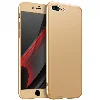 Apple iPhone 8 Plus Kılıf 3 Parçalı 360 Tam Korumalı Rubber AYS Kapak  - Gold