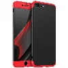 Apple iPhone 8 Plus Kılıf 3 Parçalı 360 Tam Korumalı Rubber AYS Kapak  - Kırmızı - Siyah