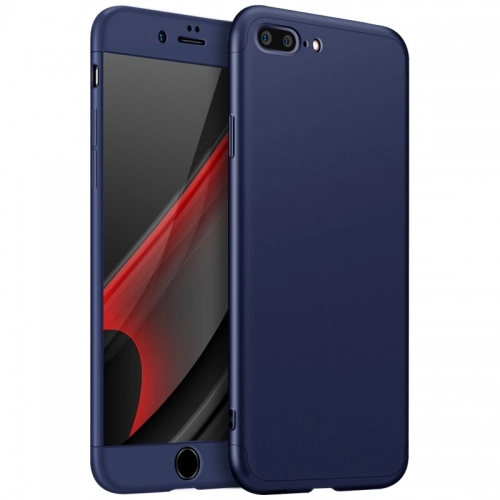 Apple iPhone 8 Plus Kılıf 3 Parçalı 360 Tam Korumalı Rubber AYS Kapak - Lacivert