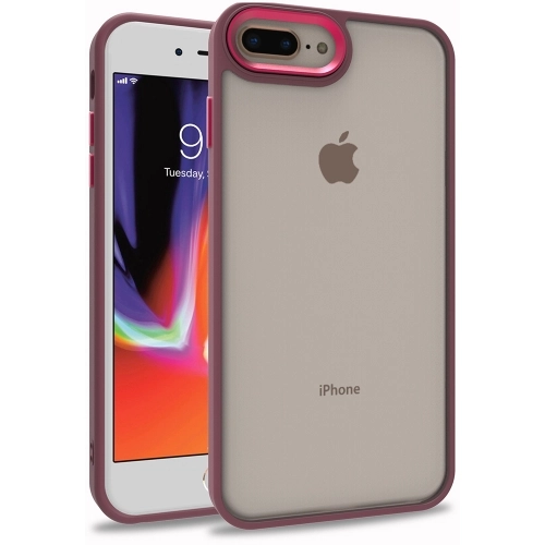 Apple iPhone 8 Plus Kılıf Electro Silikon Renkli Flora Kapak - Kırmızı