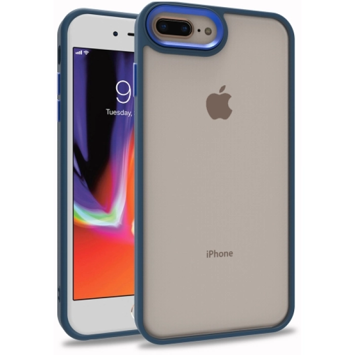 Apple iPhone 8 Plus Kılıf Electro Silikon Renkli Flora Kapak - Mavi