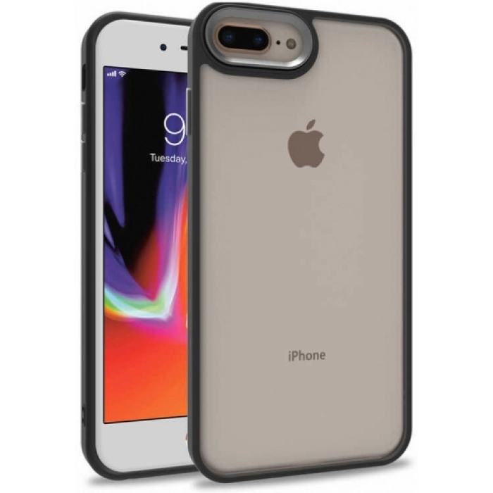 Apple iPhone 8 Plus Kılıf Electro Silikon Renkli Flora Kapak - Siyah