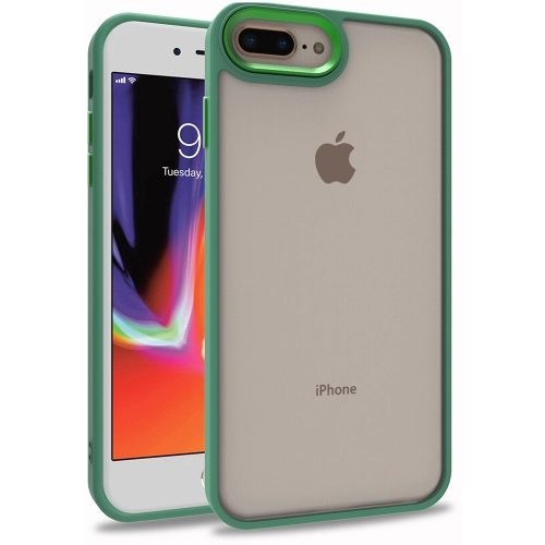 Apple iPhone 8 Plus Kılıf Electro Silikon Renkli Flora Kapak - Yeşil