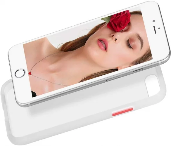 Apple iPhone 8 Plus Kılıf Exlusive Arkası Mat Tam Koruma Darbe Emici - Beyaz