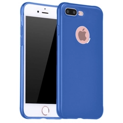 Apple iPhone 8 Plus Kılıf İnce Soft Mat Renkli Esnek Silikon Kapak - Mavi