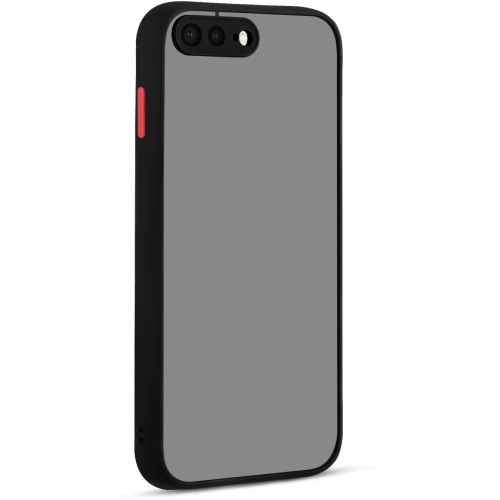 Apple iPhone 8 Plus Kılıf Kamera Korumalı Arkası Şeffaf Mat Silikon Kapak - Siyah