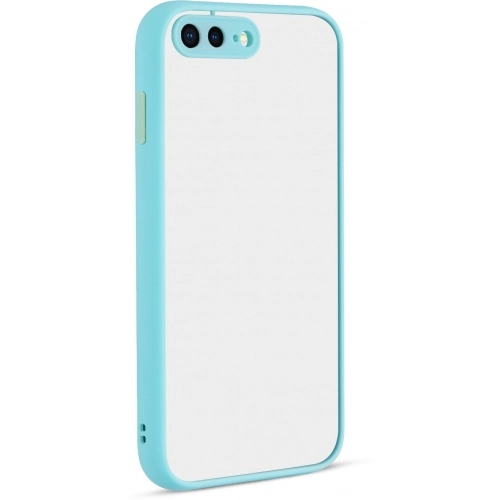 Apple iPhone 8 Plus Kılıf Kamera Korumalı Arkası Şeffaf Mat Silikon Kapak - Turkuaz