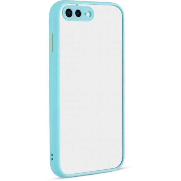Apple iPhone 8 Plus Kılıf Kamera Korumalı Arkası Şeffaf Mat Silikon Kapak - Turkuaz