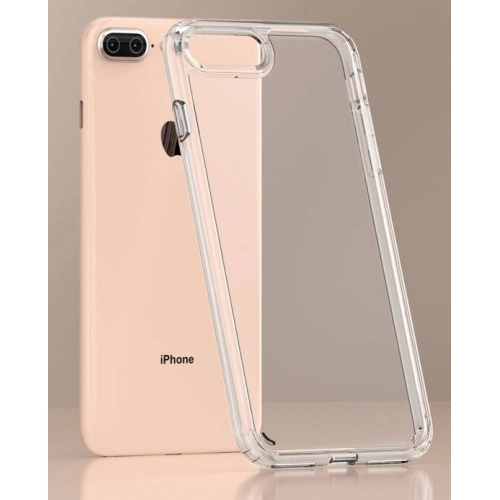 Apple iPhone 8 Plus Kılıf Korumalı Kenarları Silikon Arkası Sert Coss Kapak  - Şeffaf