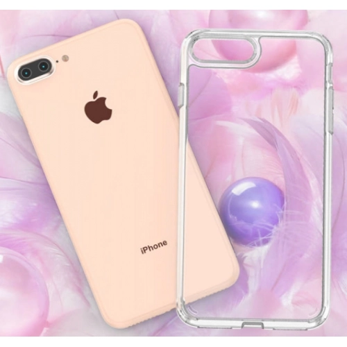 Apple iPhone 8 Plus Kılıf Korumalı Kenarları Silikon Arkası Sert Coss Kapak - Şeffaf