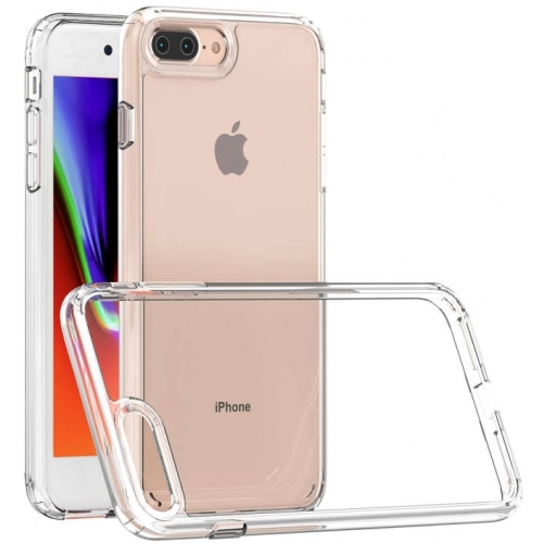 Apple iPhone 8 Plus Kılıf Korumalı Kenarları Silikon Arkası Sert Coss Kapak - Şeffaf