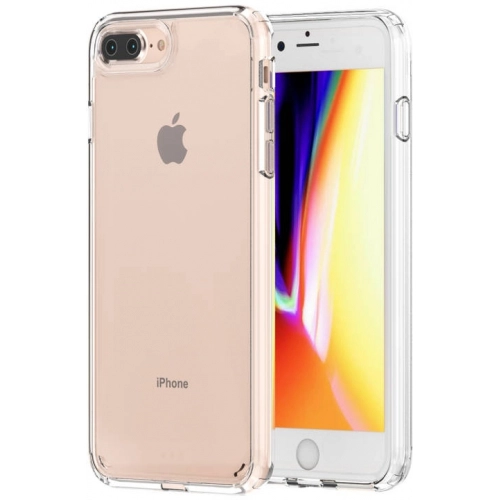 Apple iPhone 8 Plus Kılıf Korumalı Kenarları Silikon Arkası Sert Coss Kapak  - Şeffaf