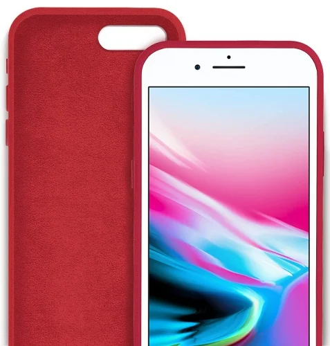 Apple iPhone 8 Plus Kılıf Liquid Serisi İçi Kadife İnci Esnek Silikon Kapak - Kırmızı
