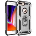 Apple iPhone 8 Plus Kılıf Silikon Zırhlı Standlı Yüzüklü Mıknatıslı Tank Kapak - Gri