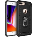 Apple iPhone 8 Plus Kılıf Silikon Zırhlı Standlı Yüzüklü Mıknatıslı Tank Kapak - Siyah