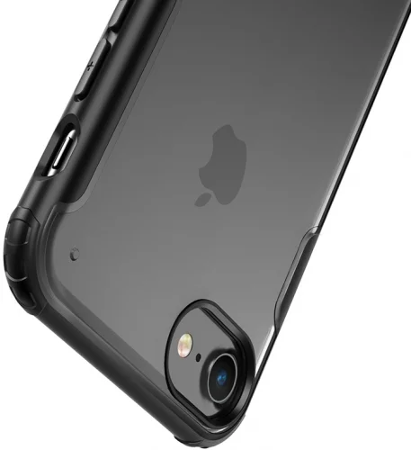 Apple iPhone 8 Plus Kılıf Volks Serisi Kenarları Silikon Arkası Şeffaf Sert Kapak - Kırmızı