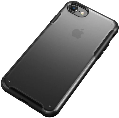 Apple iPhone 8 Plus Kılıf Volks Serisi Kenarları Silikon Arkası Şeffaf Sert Kapak - Lacivert