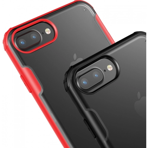 Apple iPhone 8 Plus Kılıf Volks Serisi Kenarları Silikon Arkası Şeffaf Sert Kapak - Siyah