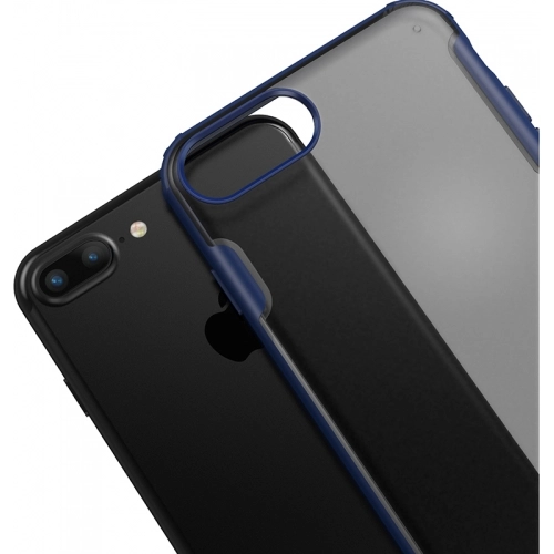 Apple iPhone 8 Plus Kılıf Volks Serisi Kenarları Silikon Arkası Şeffaf Sert Kapak - Siyah