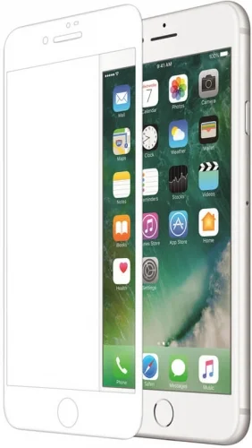 Apple iPhone 8 Plus Kırılmaz Cam Tam Kaplayan EKS Glass Ekran Koruyucu - Beyaz