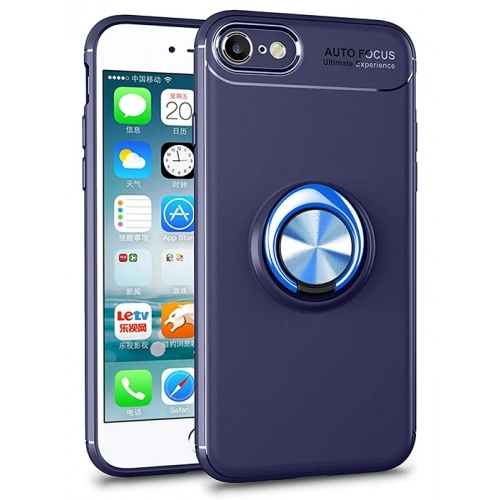 Apple iPhone SE 2 (2020) Kılıf Renkli Silikon Yüzüklü Standlı Auto Focus Ravel Kapak - Mavi