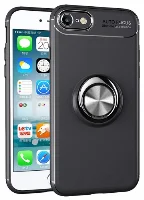 Apple iPhone SE 2 (2020) Kılıf Auto Focus Serisi Soft Premium Standlı Yüzüklü Kapak - Siyah