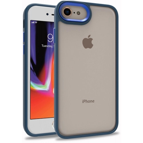 Apple iPhone SE 2 (2020) Kılıf Electro Silikon Renkli Flora Kapak - Mavi