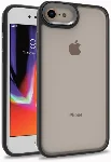 Apple iPhone SE 2 (2020) Kılıf Electro Silikon Renkli Flora Kapak - Siyah