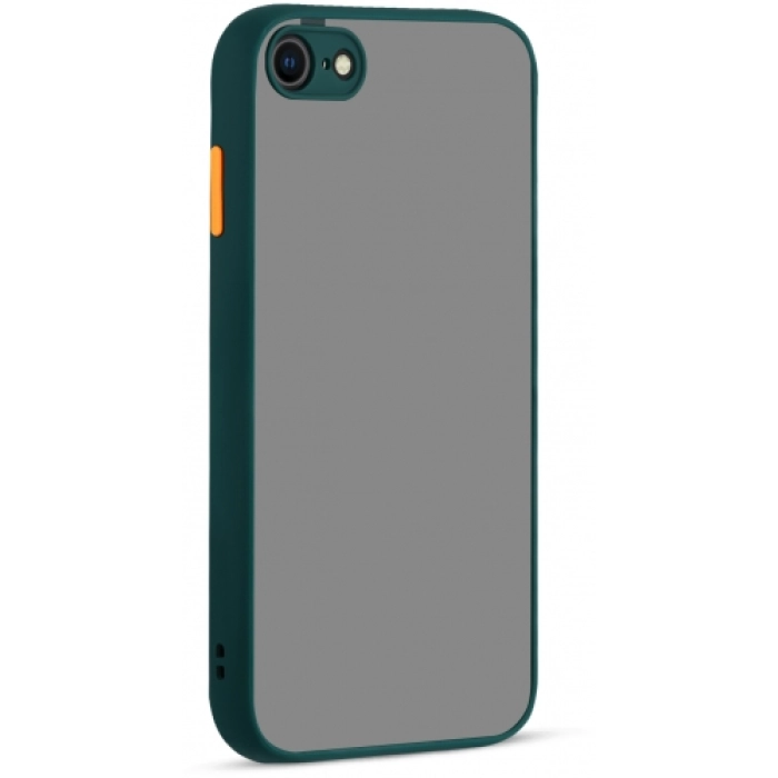 Apple iPhone SE 2 (2020) Kılıf Kamera Korumalı Arkası Şeffaf Mat Silikon Kapak - Koyu Yeşil