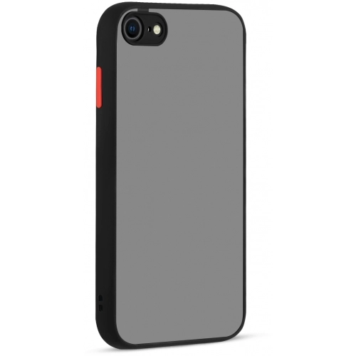 Apple iPhone SE 2 (2020) Kılıf Kamera Korumalı Arkası Şeffaf Mat Silikon Kapak - Siyah