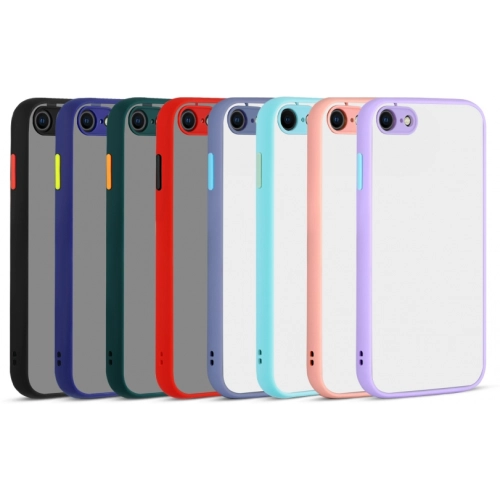 Apple iPhone SE 2 (2020) Kılıf Kamera Korumalı Arkası Şeffaf Mat Silikon Kapak - Siyah