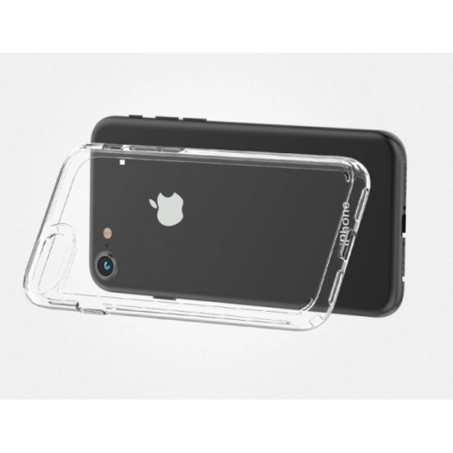 Apple iPhone SE 2 (2020) Kılıf Korumalı Kenarları Silikon Arkası Sert Coss Kapak - Şeffaf