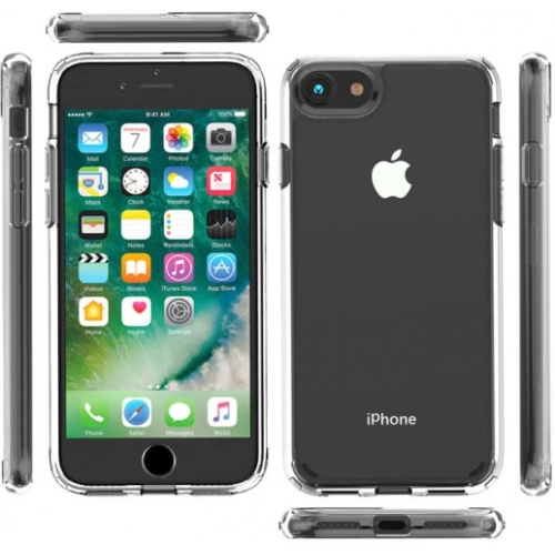 Apple iPhone SE 2 (2020) Kılıf Korumalı Kenarları Silikon Arkası Sert Coss Kapak - Şeffaf