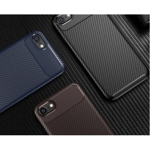 Apple iPhone SE 2 (2020) Kılıf Silikon Parmak İzi Bırakmayan Karbon Soft Negro Kapak - Lacivert