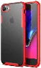 Apple iPhone SE 2 (2020) Kılıf Volks Serisi Kenarları Silikon Arkası Şeffaf Sert Kapak - Kırmızı