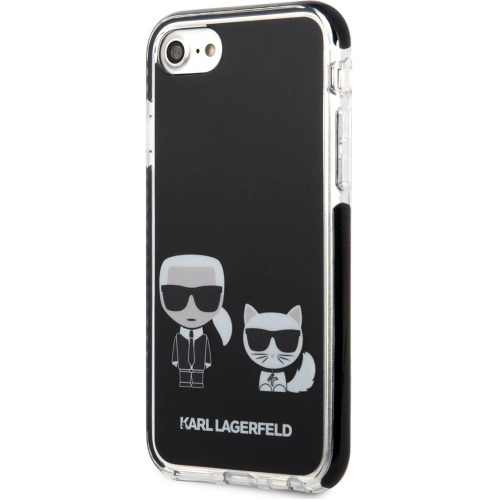 Apple iPhone SE 2020 Kılıf Karl Lagerfeld Kenarları Siyah Silikon K&C Dizayn Kapak - Siyah