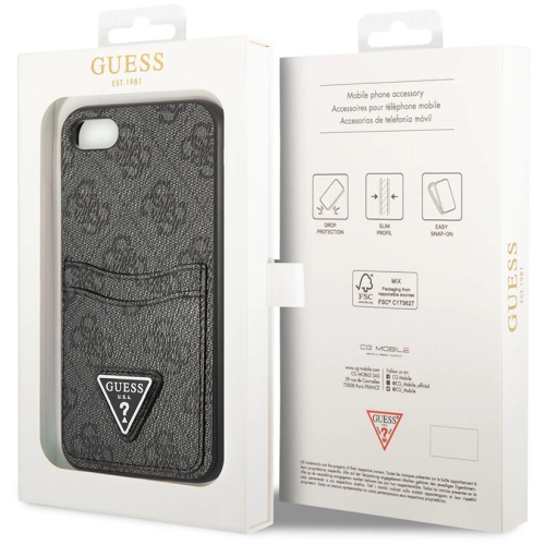 Apple iPhone SE 2022 Kılıf GUESS Çift Kart Bölmeli Kapak - Kahverengi