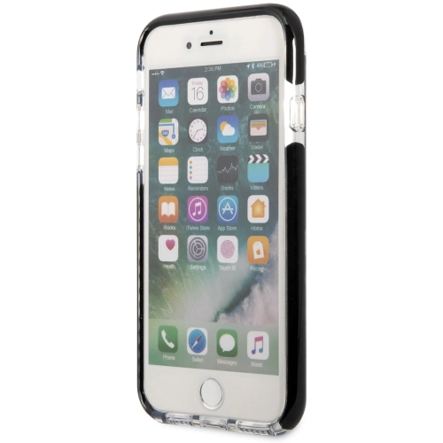 Apple iPhone SE 2022 Kılıf Karl Lagerfeld Kenarları Siyah Silikon K&C Dizayn Kapak - Beyaz