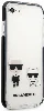 Apple iPhone SE 2022 Kılıf Karl Lagerfeld Kenarları Siyah Silikon K&C Dizayn Kapak - Beyaz
