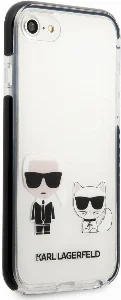 Apple iPhone SE 2022 Kılıf Karl Lagerfeld Kenarları Siyah Silikon K&C Dizayn Kapak - Beyaz