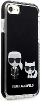 Apple iPhone SE 2022 Kılıf Karl Lagerfeld Kenarları Siyah Silikon K&C Dizayn Kapak - Siyah