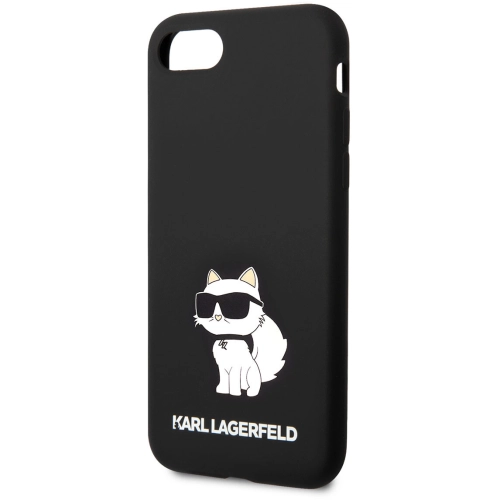 Apple iPhone SE 2022 Kılıf Karl Lagerfeld Silikon Choupette Dizayn Kapak - Siyah