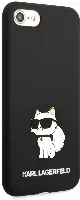 Apple iPhone SE 2022 Kılıf Karl Lagerfeld Silikon Choupette Dizayn Kapak - Siyah